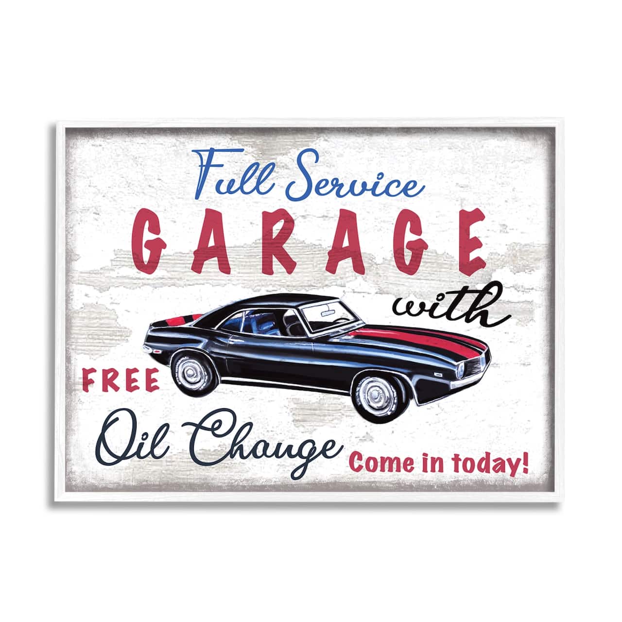 Stupell Industries Vintage Rustic Full Service Garage Sign Sports Car Framed Giclee Art